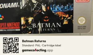 Batman Returns Super Nintendo Entertainment System, PAL cartridge label
