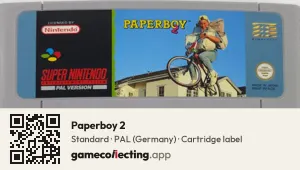 Paperboy 2 Super Nintendo Entertainment System, PAL cartridge label