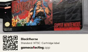 Blackthorne Super Nintendo Entertainment System, NTSC cartridge label