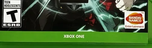 My Hero One's Justice 2, the ESRB box on its front