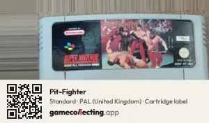 Pit-Fighter Super Nintendo Entertainment System, PAL cartridge label