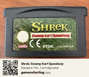 Shrek: Swamp Kart Speedway Game Boy Advance, PAL cartridge label