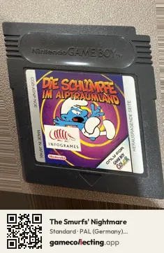 The Smurfs' Nightmare Game Boy Color, PAL cartridge label