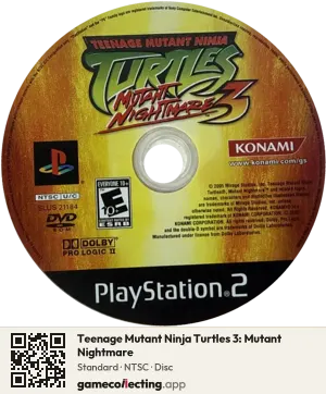 Teenage Mutant Ninja Turtles 3: Mutant Nightmare PlayStation 2, NTSC disc