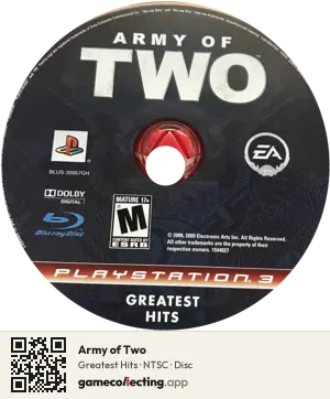 Army of Two PlayStation 3, NTSC disc