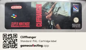 Cliffhanger Super Nintendo Entertainment System, PAL cartridge label