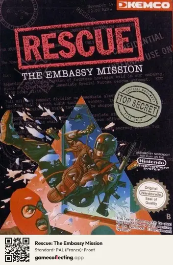 Rescue: The Embassy Mission Nintendo Entertainment System, France box front