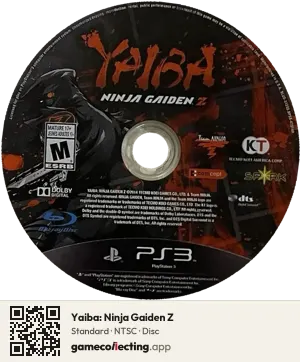 Yaiba: Ninja Gaiden Z PlayStation 3, NTSC disc