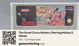 The Great Circus Mystery Starring Mickey & Minnie Super Nintendo Entertainment System, PAL cartridge label