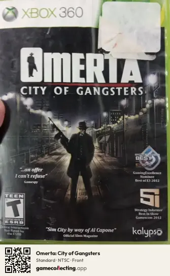 Omerta: City of Gangsters Xbox 360, NTSC box front