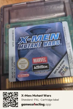 X-Men: Mutant Wars Game Boy Color, PAL cartridge label
