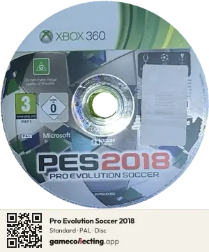Pro Evolution Soccer 2018 Xbox 360, PAL disc