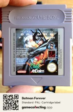 Batman Forever Game Boy, PAL cartridge label