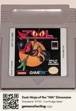 Zool: Ninja of the "Nth" Dimension Game Boy, NTSC cartridge label