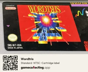 Wordtris Super Nintendo Entertainment System, NTSC cartridge label