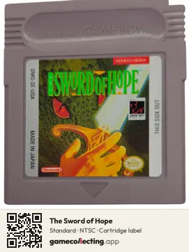 The Sword of Hope Game Boy, NTSC cartridge label