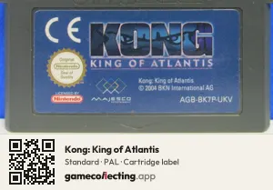Kong: King of Atlantis Game Boy Advance, PAL cartridge label