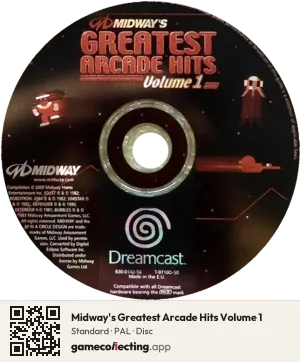Midway's Greatest Arcade Hits Volume 1 Sega Dreamcast, PAL disc