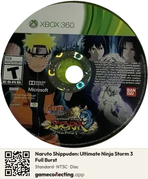 Naruto Shippuden: Ultimate Ninja Storm 3 Full Burst Xbox 360, NTSC disc