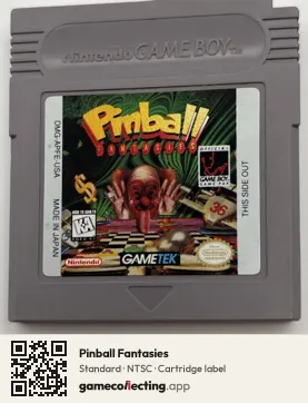Pinball Fantasies Game Boy, NTSC cartridge label