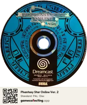 Phantasy Star Online Ver. 2 Sega Dreamcast, PAL disc