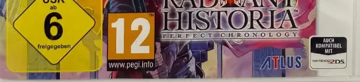 Radiant Historia: Perfect Chronology, the USK square on its front