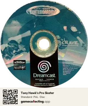 Tony Hawk's Pro Skater Sega Dreamcast, PAL disc