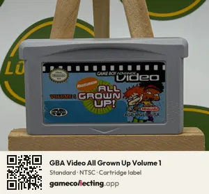 GBA Video All Grown Up Volume 1 Game Boy Advance, NTSC cartridge label