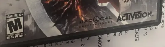Prototype 2, the ESRB box on its front