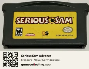 Serious Sam Advance Game Boy Advance, NTSC cartridge label