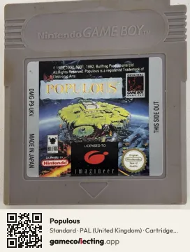 Populous Game Boy, PAL cartridge label