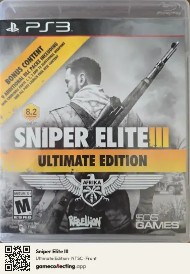 Sniper Elite III PlayStation 3, NTSC box front