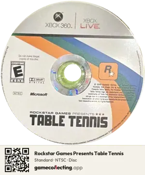 Rockstar Games Presents Table Tennis Xbox 360, NTSC disc