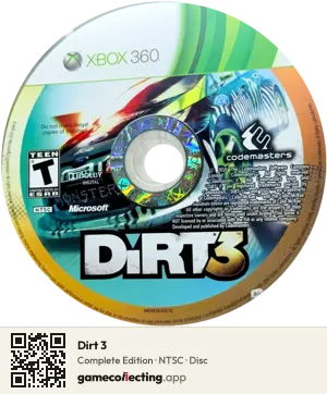 Dirt 3 Xbox 360, NTSC disc