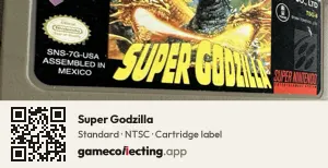 Super Godzilla Super Nintendo Entertainment System, NTSC cartridge label