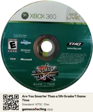 Are You Smarter Than a 5th Grader? Game Time Xbox 360, NTSC disc