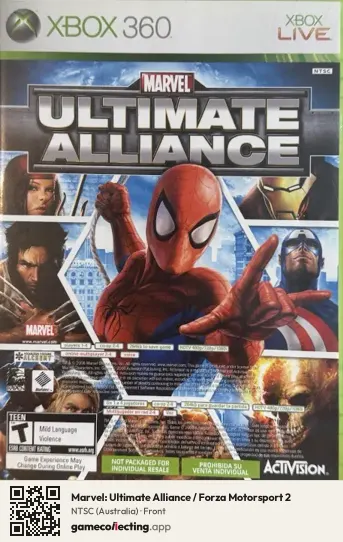 Marvel: Ultimate Alliance / Forza Motorsport 2 Xbox 360, Australia box front