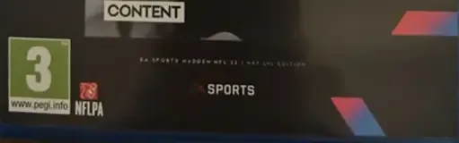 Madden NFL 21, the PEGI square on its front