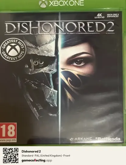 Dishonored 2 Xbox One, United Kingdom box front
