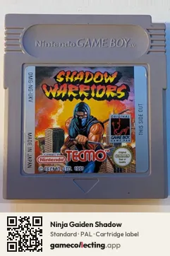Ninja Gaiden Shadow Game Boy, PAL cartridge label