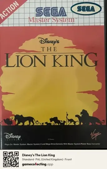 Disney's The Lion King Sega Master System, United Kingdom box front