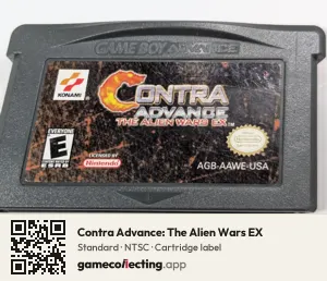 Contra Advance: The Alien Wars EX Game Boy Advance, NTSC cartridge label