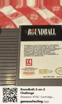 Roundball: 2-on-2 Challenge Nintendo Entertainment System, NTSC cartridge label