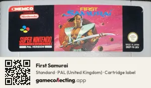 First Samurai Super Nintendo Entertainment System, PAL cartridge label