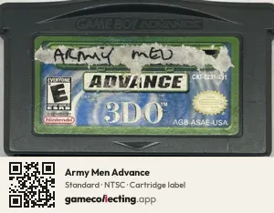 Army Men Advance Game Boy Advance, NTSC cartridge label