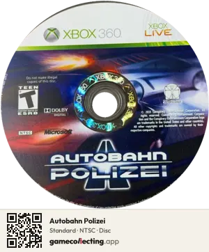 Autobahn Polizei Xbox 360, NTSC disc