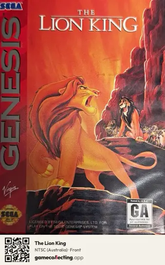 The Lion King Sega Mega Drive / Genesis, Australia box front