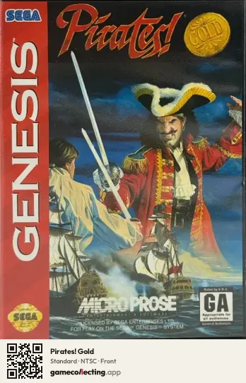 Pirates! Gold Sega Mega Drive / Genesis, NTSC box front