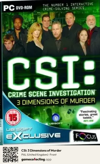 CSI: 3 Dimensions of Murder Computer, United Kingdom box front