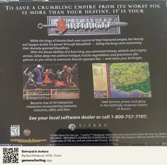 Betrayal in Antara Computer, NTSC box front